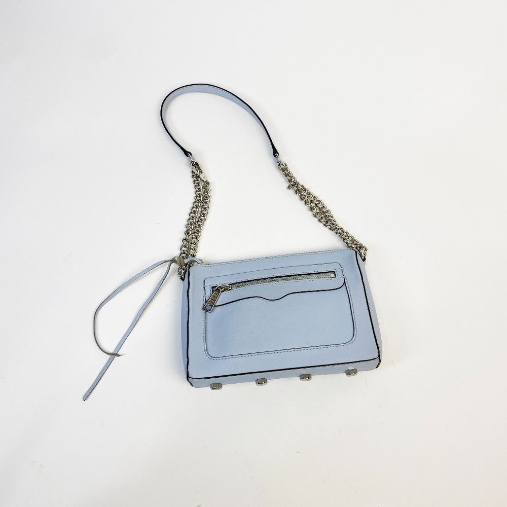 REBECCA MINKOFF Baby Blue AVERY Chain & Zipper Bag!
